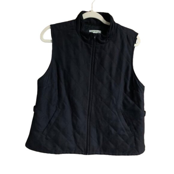 Orvis Black LP Large Quilted Classic Fit Women's Full Zip Knit Vest EUC - Picture 1 of 10